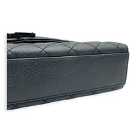 Envelope Black Shoulder Bag in Caviar Leather, Gunmetal hardware