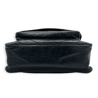 Niki Shoulder Bag Medium Black in Distressed Leather, Gunmetal hardware