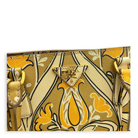 Galleria Floral Yellow Tote Bag in Saffiano Leather, Gold hardware