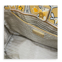 Galleria Floral Yellow Tote Bag in Saffiano Leather, Gold hardware