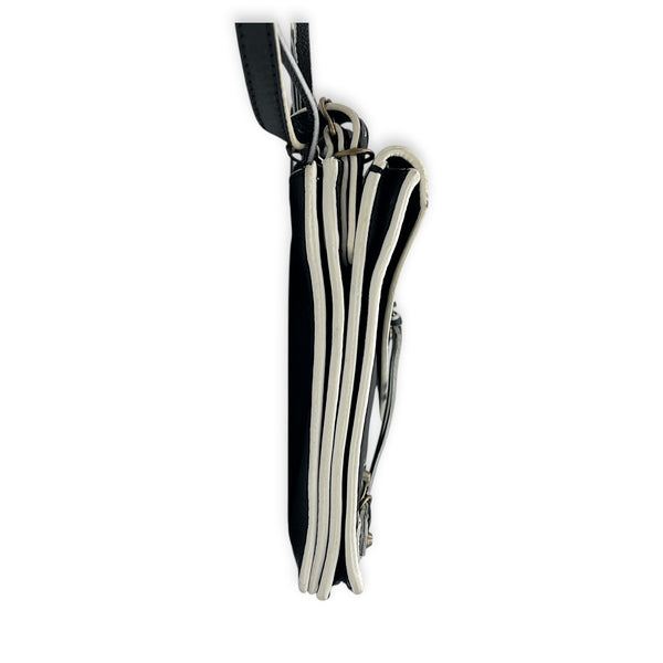 Papier Triple XS Black Crossbody Bag in Calfskin, Brass hardware