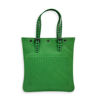 Intrecciato Esperanza Green Tote Bag in Intrecciato Leather, Gunmetal hardware