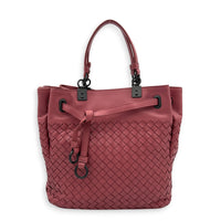 Intrecciato 2 Way Pink Top Handle Bag in Intrecciato Leather, Gunmetal hardware
