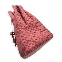 Intrecciato 2 Way Pink Top Handle Bag in Intrecciato Leather, Gunmetal hardware