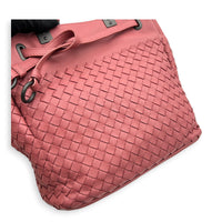 Intrecciato 2 Way Pink Top Handle Bag in Intrecciato Leather, Gunmetal hardware