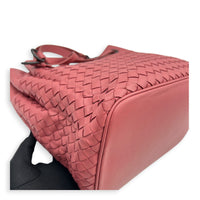 Intrecciato 2 Way Pink Top Handle Bag in Intrecciato Leather, Gunmetal hardware