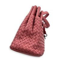 Intrecciato 2 Way Pink Top Handle Bag in Intrecciato Leather, Gunmetal hardware