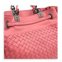 Intrecciato 2 Way Pink Top Handle Bag in Intrecciato Leather, Gunmetal hardware