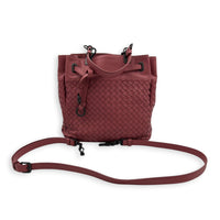 Intrecciato 2 Way Pink Top Handle Bag in Intrecciato Leather, Gunmetal hardware