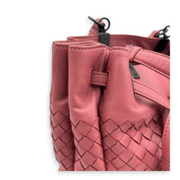 Intrecciato 2 Way Pink Top Handle Bag in Intrecciato Leather, Gunmetal hardware