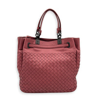 Intrecciato 2 Way Pink Top Handle Bag in Intrecciato Leather, Gunmetal hardware