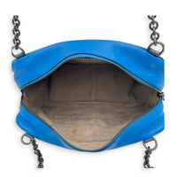 Intrecciato Blue Camera Bag in Intrecciato Leather, Gunmetal hardware