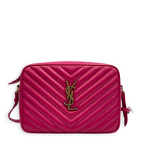 Lou Camera Fuchsia Crossbody Bag in Lambskin, Gold hardware