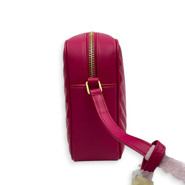 Lou Camera Fuchsia Crossbody Bag in Lambskin, Gold hardware