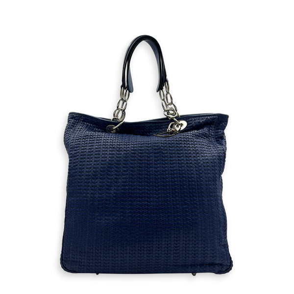 Soft Tote Blue Tote Bag in Lambskin, Silver hardware