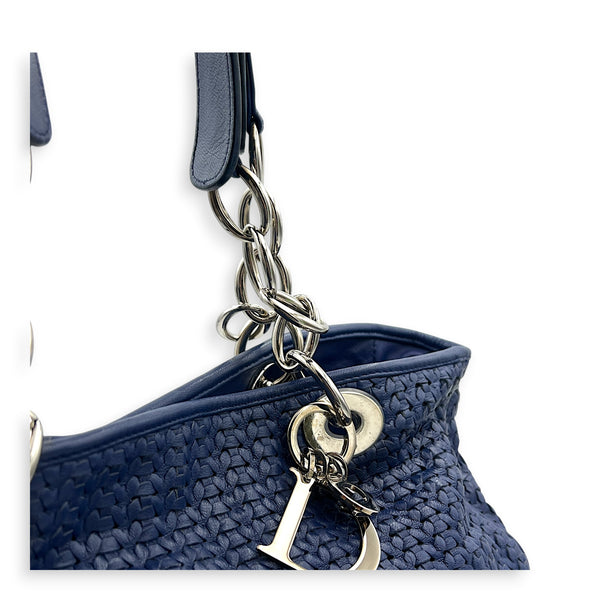 Soft Tote Blue Tote Bag in Lambskin, Silver hardware