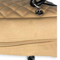 Cambon Shoulder Bag Beige in Lambskin, Silver hardware