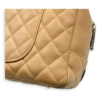 Cambon Shoulder Bag Beige in Lambskin, Silver hardware