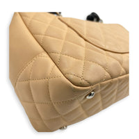 Cambon Shoulder Bag Beige in Lambskin, Silver hardware