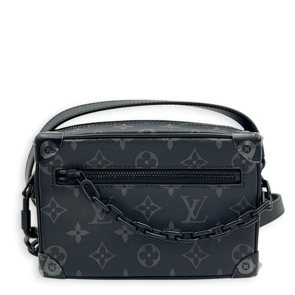 Soft Trunk Black Shoulder Bag in Monogram Coated Canvas, Gunmetal hardware