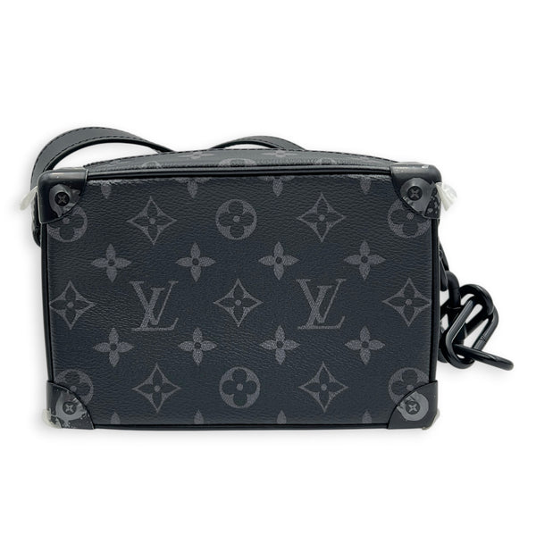 Soft Trunk Black Shoulder Bag in Monogram Coated Canvas, Gunmetal hardware