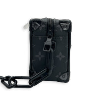 Soft Trunk Black Shoulder Bag in Monogram Coated Canvas, Gunmetal hardware