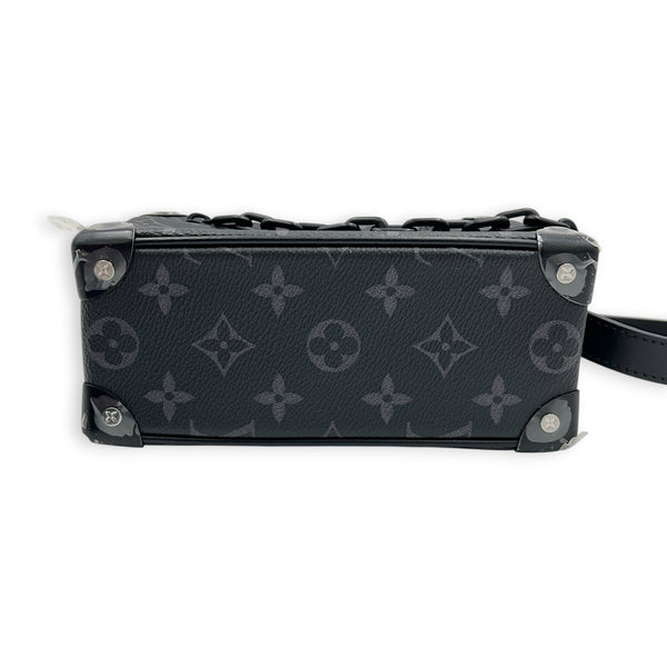 Soft Trunk Black Shoulder Bag in Monogram Coated Canvas, Gunmetal hardware