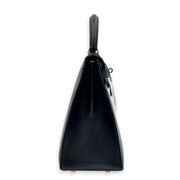 Kelly 28 Black Top Handle Bag in Box Calfskin, Gold hardware