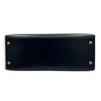 Kelly 28 Black Top Handle Bag in Box Calfskin, Gold hardware