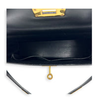 Kelly 28 Black Top Handle Bag in Box Calfskin, Gold hardware