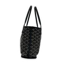 Anjou Top Handle Bag Mini Black in Coated Canvas, Silver hardware