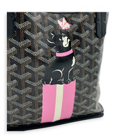 Anjou Top Handle Bag Mini Black in Coated Canvas, Silver hardware
