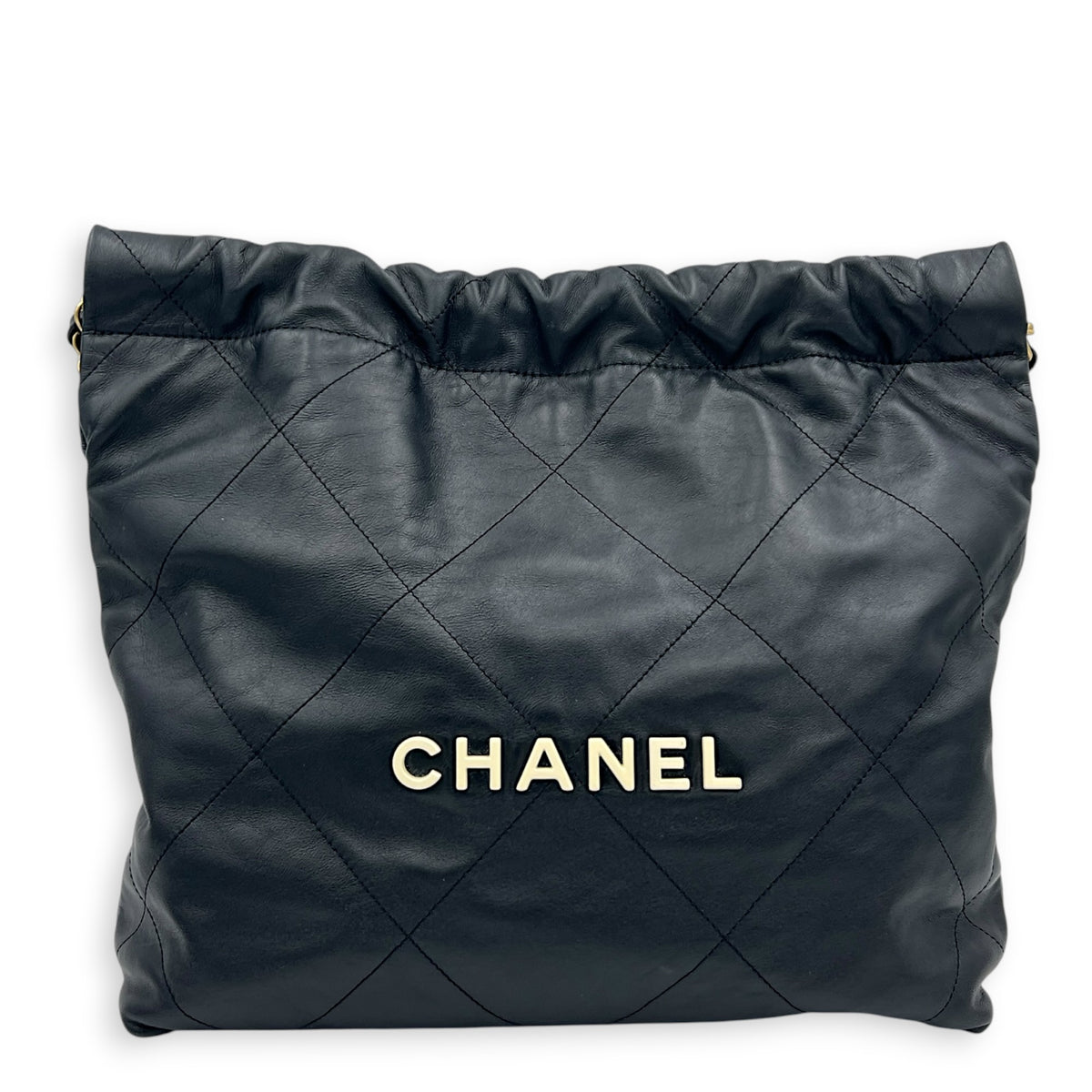 22 Tote Small Black Shoulder Bag in Calfskin, Gold hardware