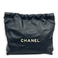 22 Tote Small Black Shoulder Bag in Calfskin, Gold hardware
