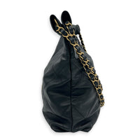 22 Tote Small Black Shoulder Bag in Calfskin, Gold hardware