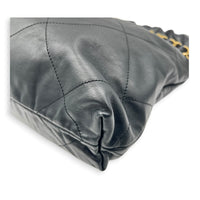 22 Tote Small Black Shoulder Bag in Calfskin, Gold hardware