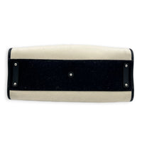 Deauville Large White Top Handle Bag in Felt, Silver hardware