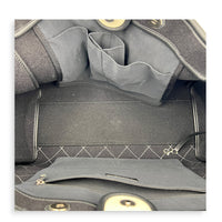 Deauville Large White Top Handle Bag in Felt, Silver hardware