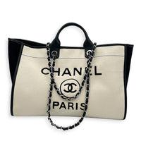 Deauville Large White Top Handle Bag in Felt, Silver hardware