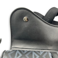 Saddle Crossbody Bag Black in Coated Canvas, Silver hardware