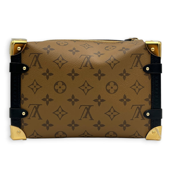 x Sun Yitian Side Trunk MM Brown Top Handle Bag in Monogram Coated Canvas, Gold hardware