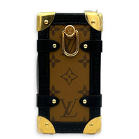 x Sun Yitian Side Trunk MM Brown Top Handle Bag in Monogram Coated Canvas, Gold hardware