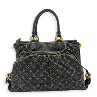 Cabby Shoulder Bag GM Black in Denim, Gold hardware