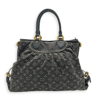 Cabby Shoulder Bag GM Black in Denim, Gold hardware