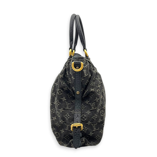 Cabby Shoulder Bag GM Black in Denim, Gold hardware