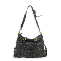 Cabby Shoulder Bag GM Black in Denim, Gold hardware