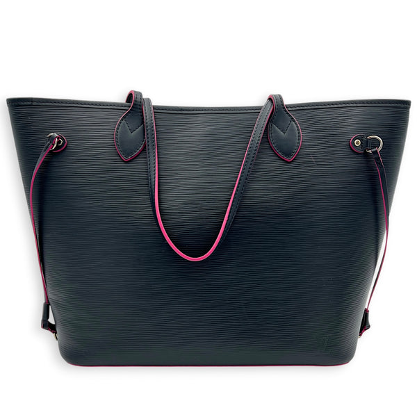 Neverfull MM Blue Tote Bag in Epi Leather, Silver hardware