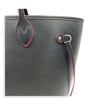 Neverfull MM Blue Tote Bag in Epi Leather, Silver hardware