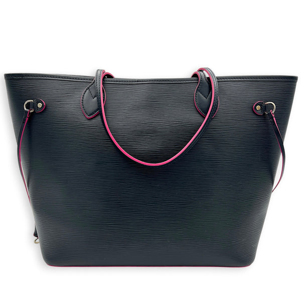 Neverfull MM Blue Tote Bag in Epi Leather, Silver hardware