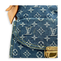 Sac Plat Shopper Blue Tote Bag in Denim, Gold hardware
